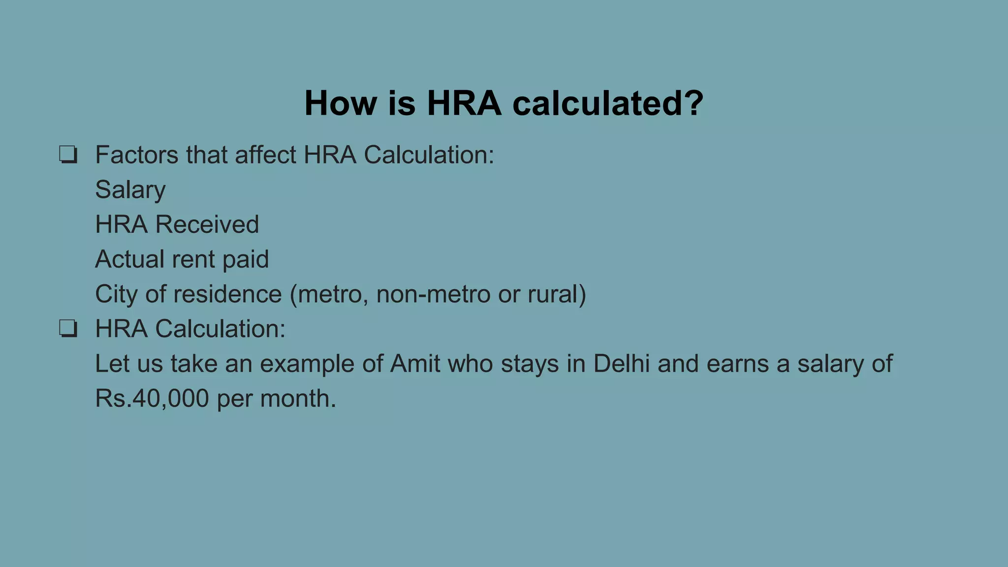 What is House Rent Allowance (HRA) in Salary? | PPTX