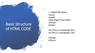 Basics of HTML | PPT