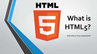 What is
HTML5?
And why is it so important?
 