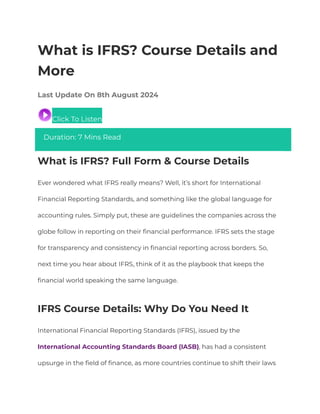 IFRS Course: Eligibility Syllabus Skills Scope Zell PDF