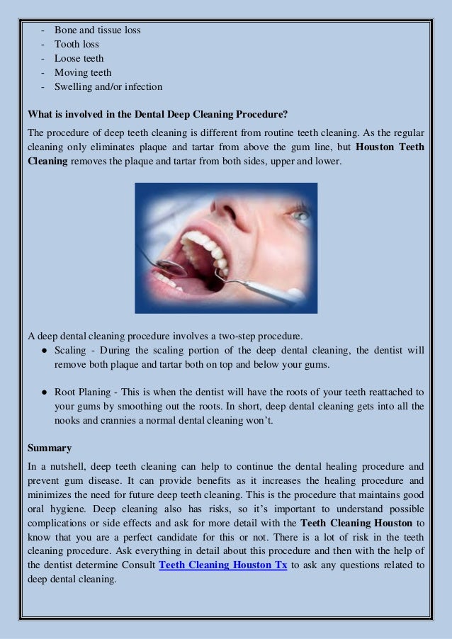 What is included in the deep cleaning dental procedure