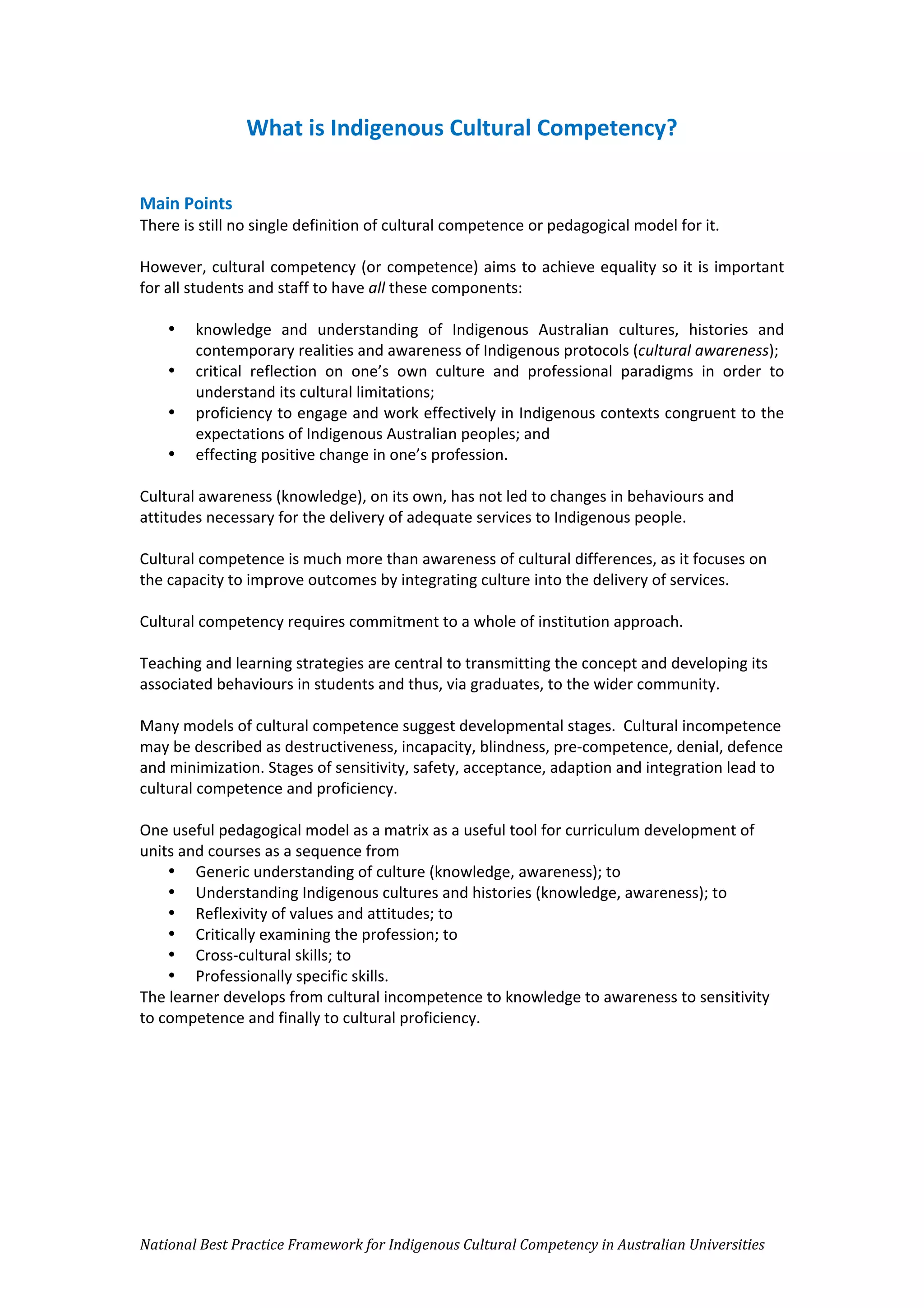 What is indigenous cultural competency | PDF