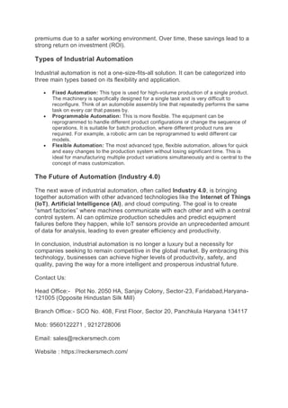What is industrial automation and its benefits. | PDF