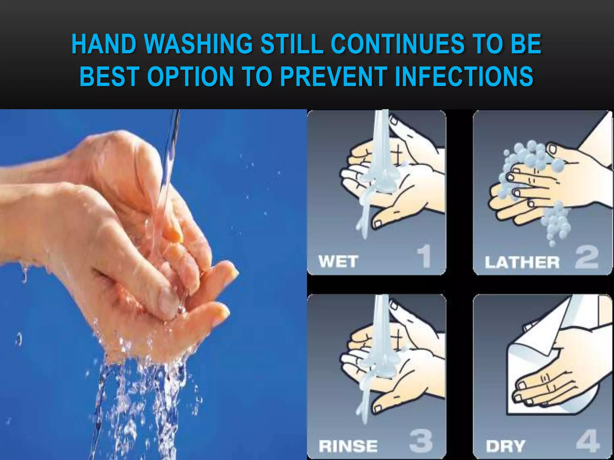HAND WASHING STILL CONTINUES TO BE
    BEST OPTION TO PREVENT INFECTIONS




DR.T.V.RAO MD                 12/8/2012   51
 