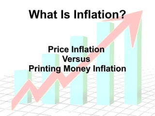 What Is Inflation?
Price Inflation
Versus
Printing Money Inflation

 
