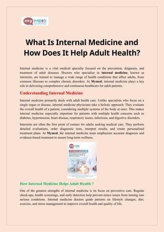 What Is Internal Medicine and How Does It Help Adult Health? | DOCX