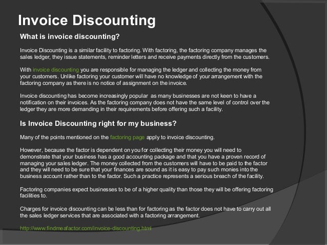  what is invoice discounting factoring findmeafactor
