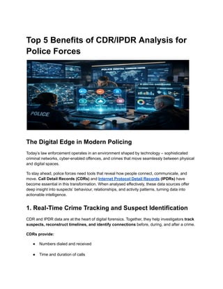 Cd R Software Police Top 5 Benefits of CDR/IPDR Analysis for Police Forces | PDF