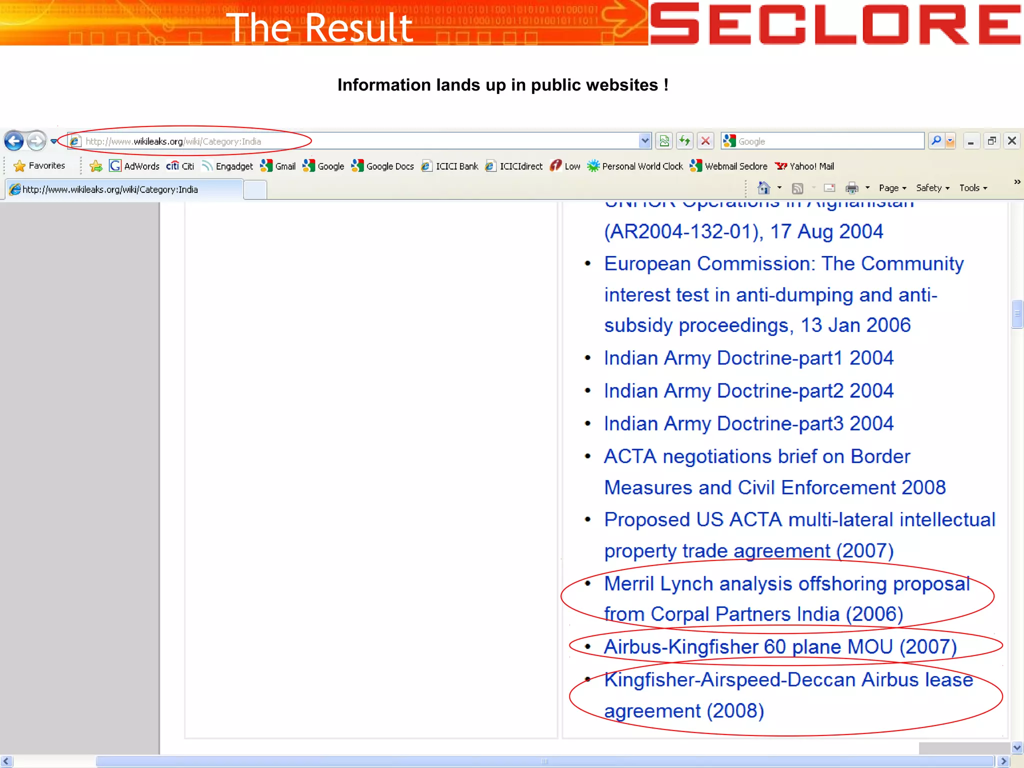 The Result
Information lands up in public websites !
 
