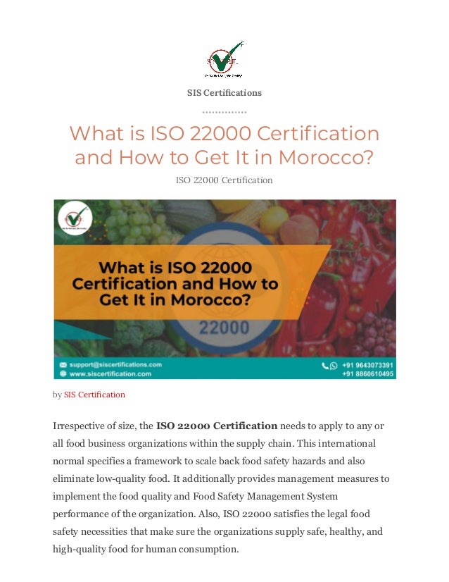 What is iso 22000 certification and how to get it in morocco
