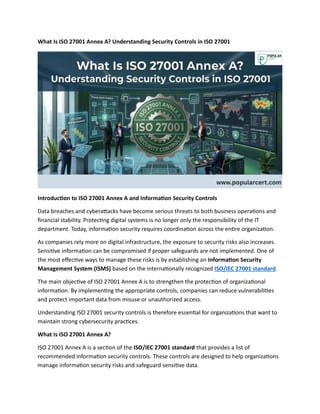 What Is ISO 27001 Annex A? Understanding Security Controls in ISO 27001 ...