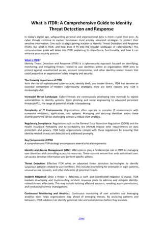 Itdr Process Map What is ITDR - identity threat detection and response | PDF