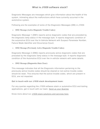 What is J1939 software stack? Learn about the Diagnostic Trouble Codes ...