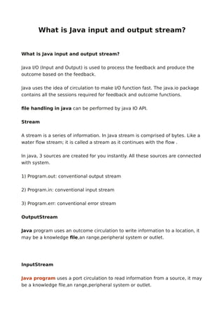 What is java input and output stream? | PDF