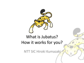 What is Jubatus?
How it works for you?
NTT SIC Hiroki Kumazaki
 