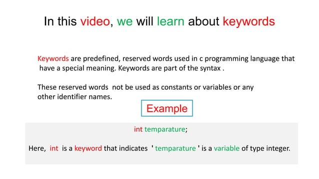 What is keyword in c programming | PPT
