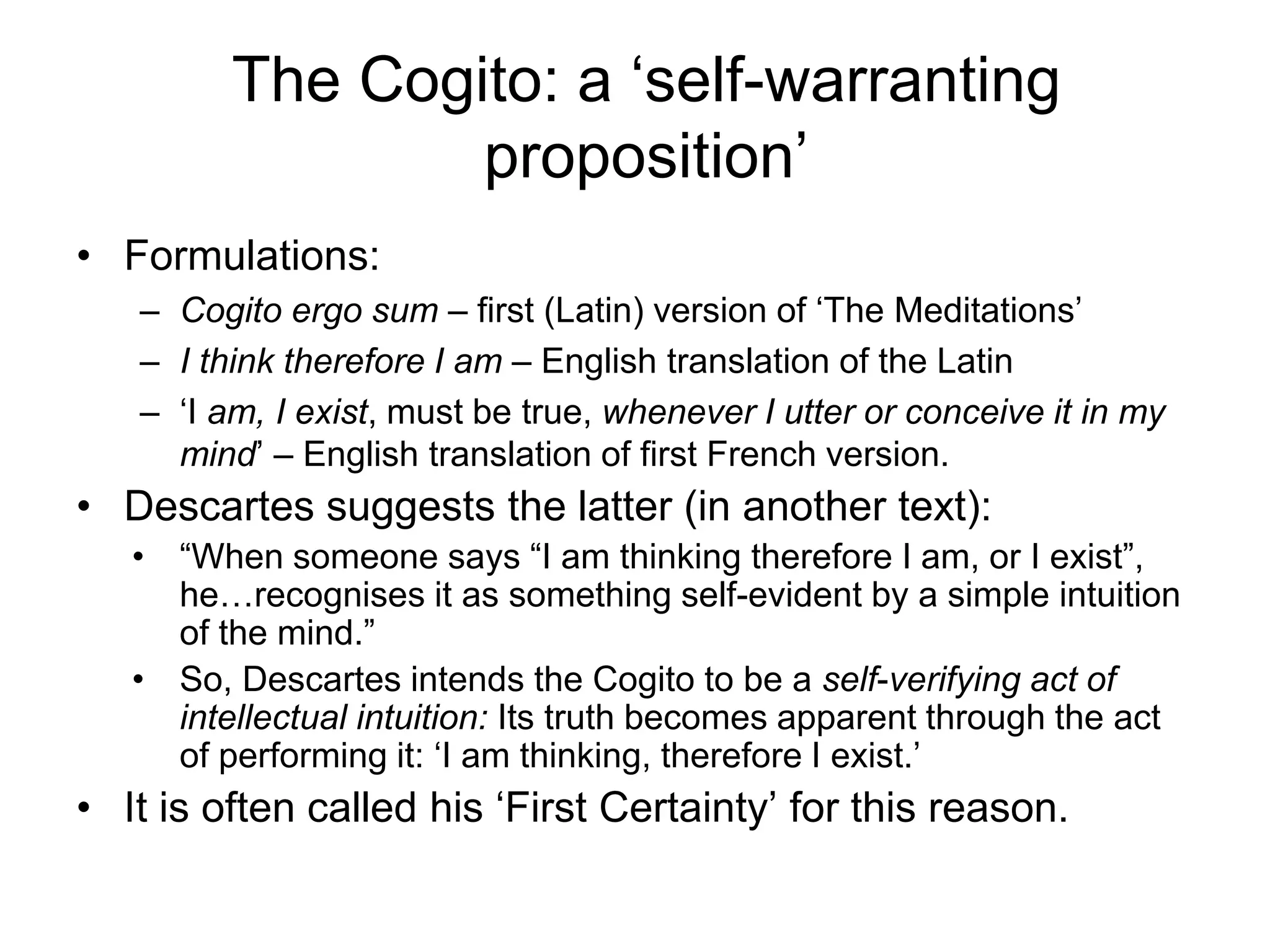 What is knowledge 2016 revision the cogito, the trademark argument PPTX