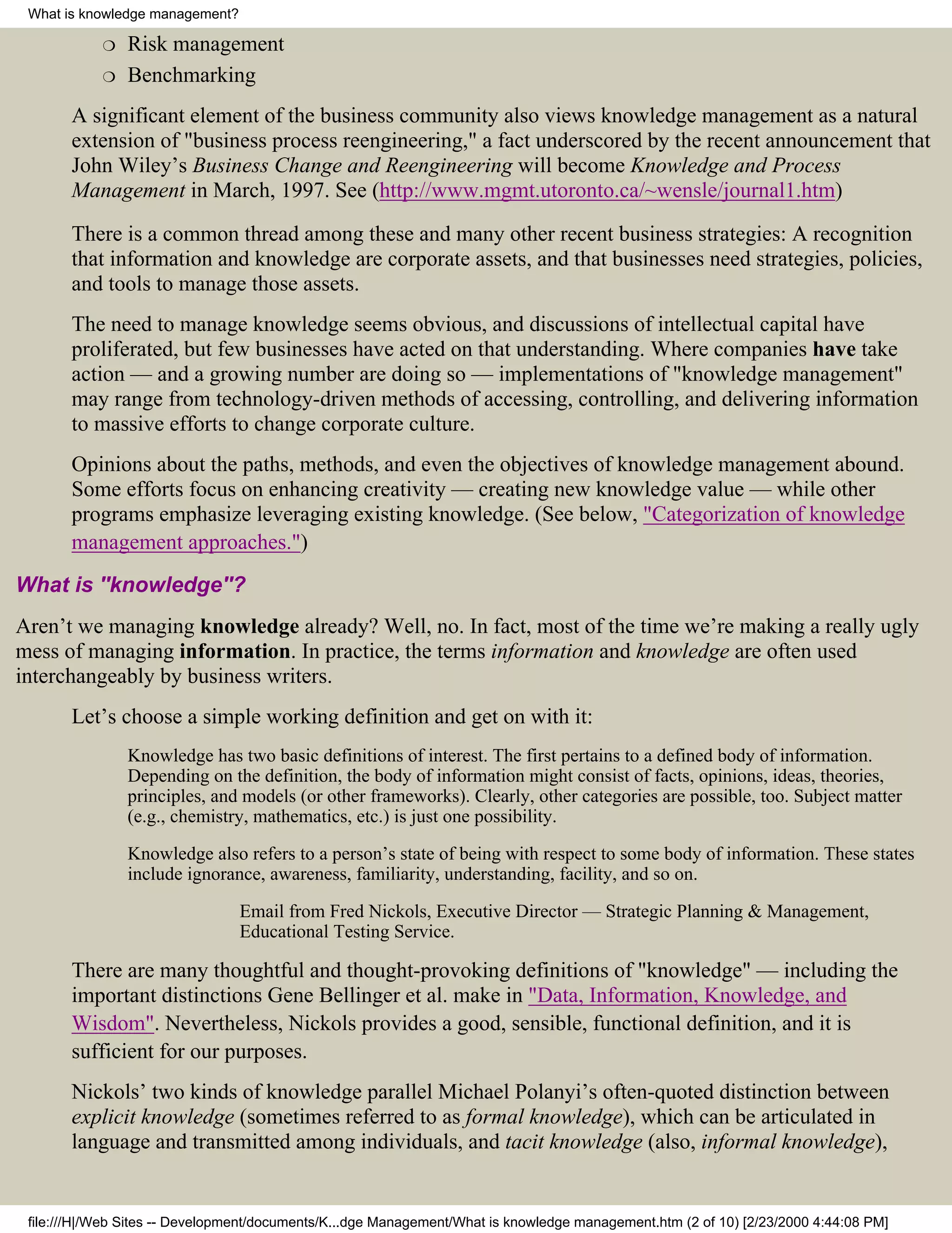 What is knowledge management | PDF