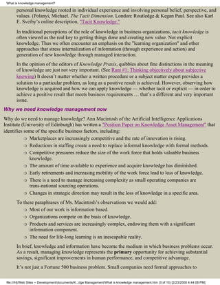 What is knowledge management | PDF
