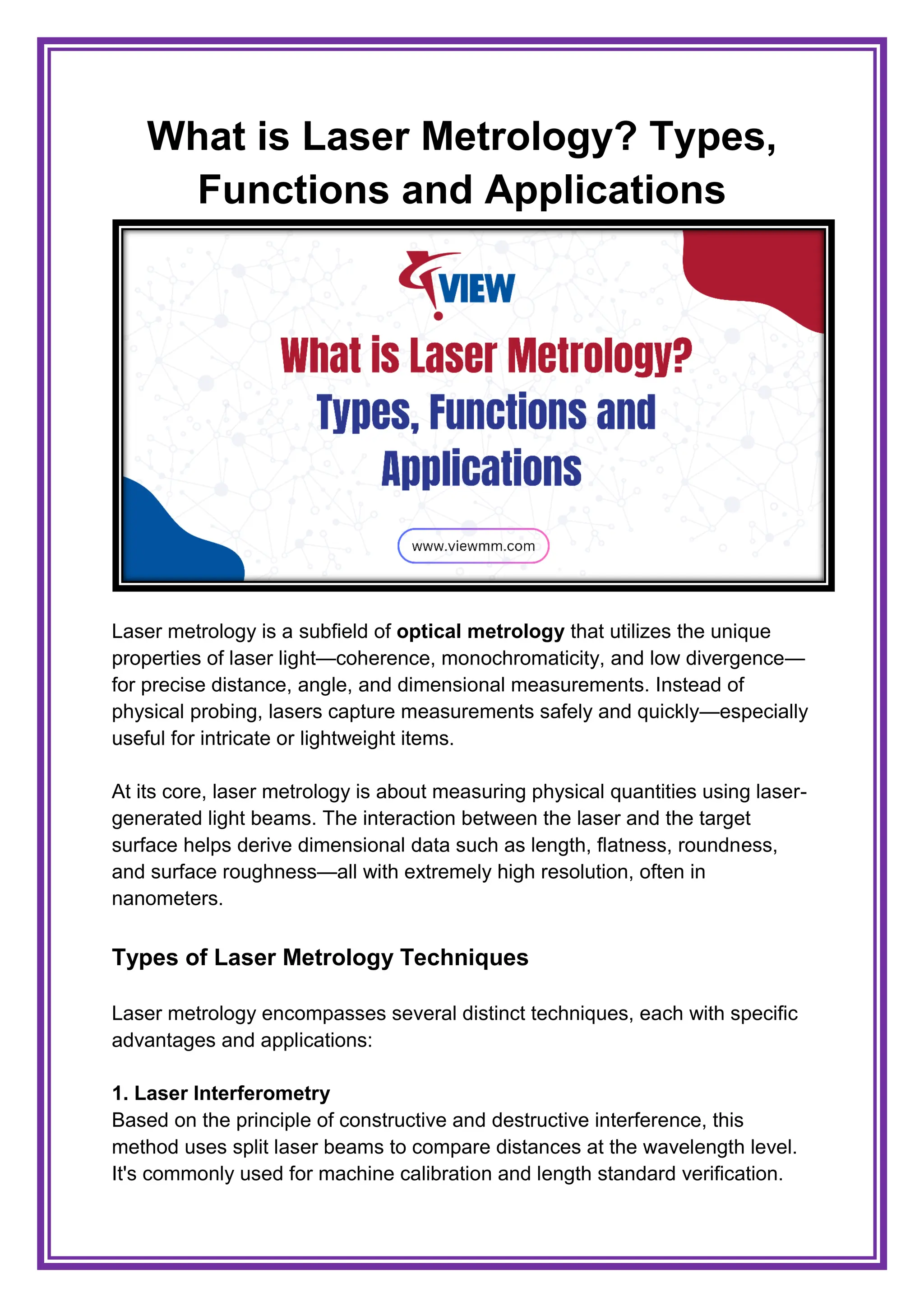 What is Laser Metrology Types, Functions and Applications | PDF