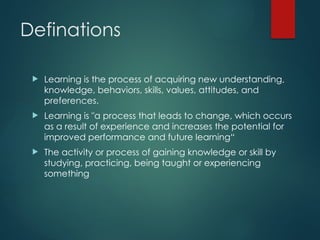 Comprehensive Overview of Learning Theories and Instructional Design | PPTX