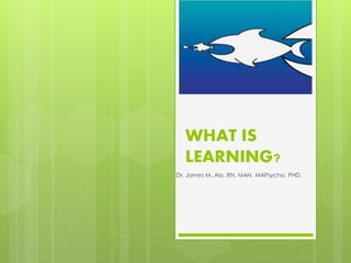 WHAT IS
  LEARNING?
Dr. James M. Alo, RN, MAN, MAPsycho, PHD.
 