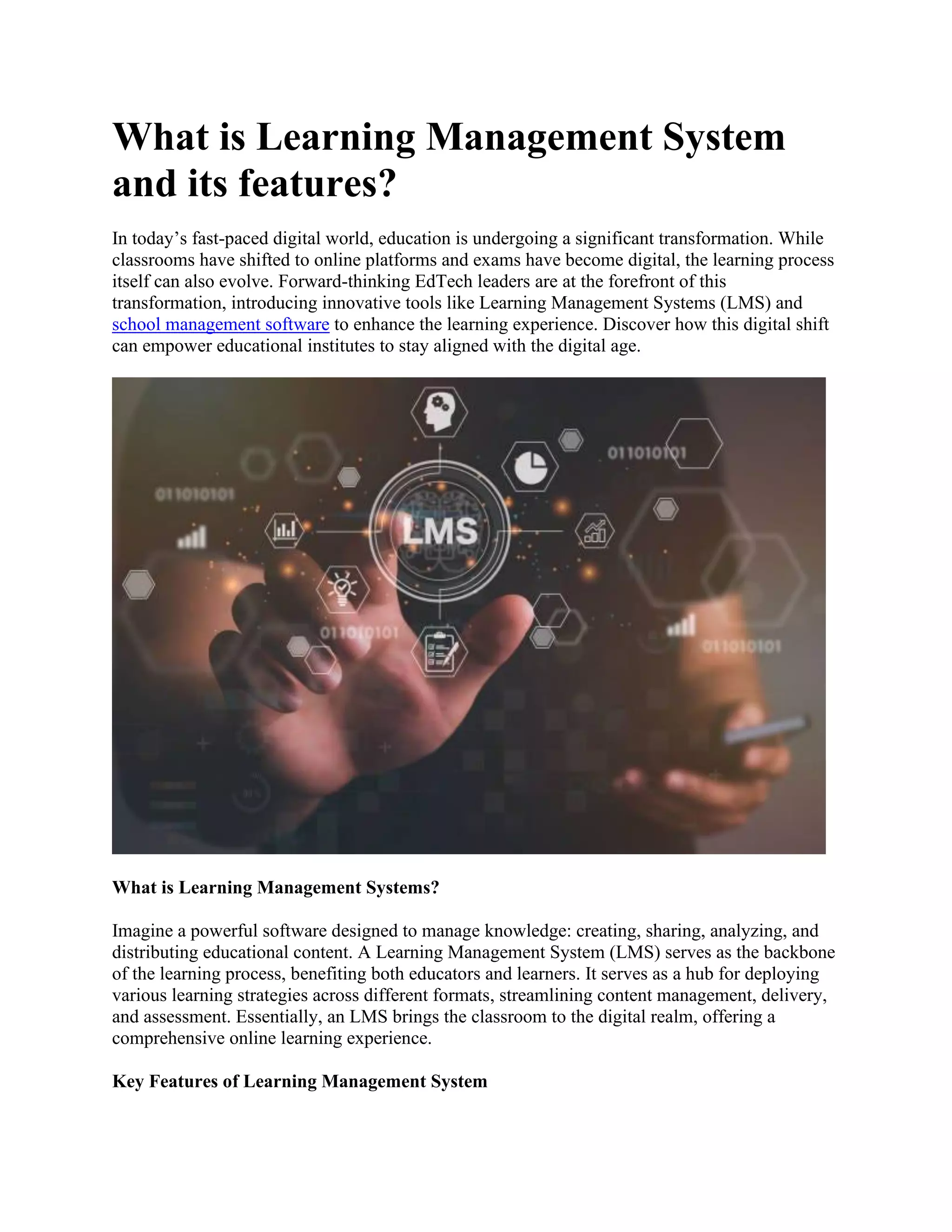 What is Learning Management System and its features.pdf