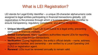 Lei Code Sample What is LEI Registration and Why its required ? | PDF
