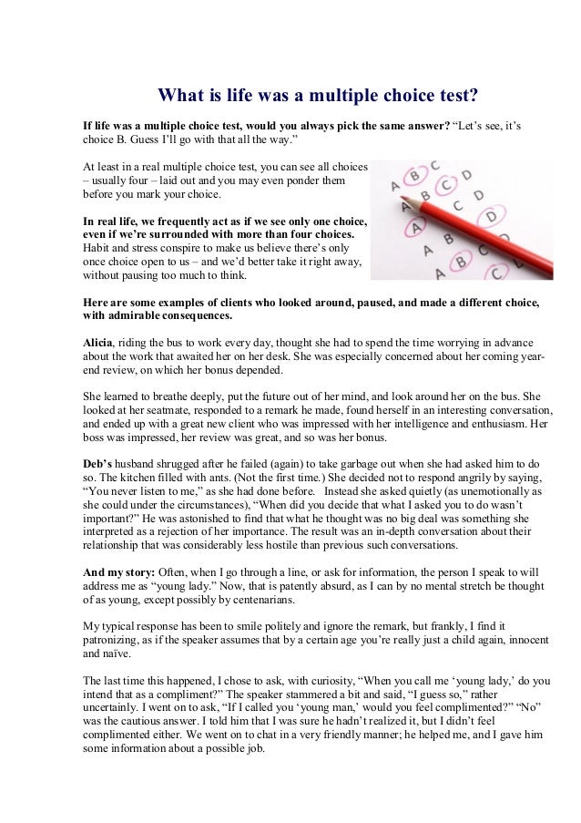 what is life was a multiple choice test how to make a multiple choice test