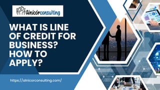 WHAT IS LINE
OF CREDIT FOR
BUSINESS?
HOW TO
APPLY?
https://alnicorconsulting.com/
 