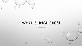 WHAT IS LINGUISTICS?
BY: IBRAHIM MUNEER
 