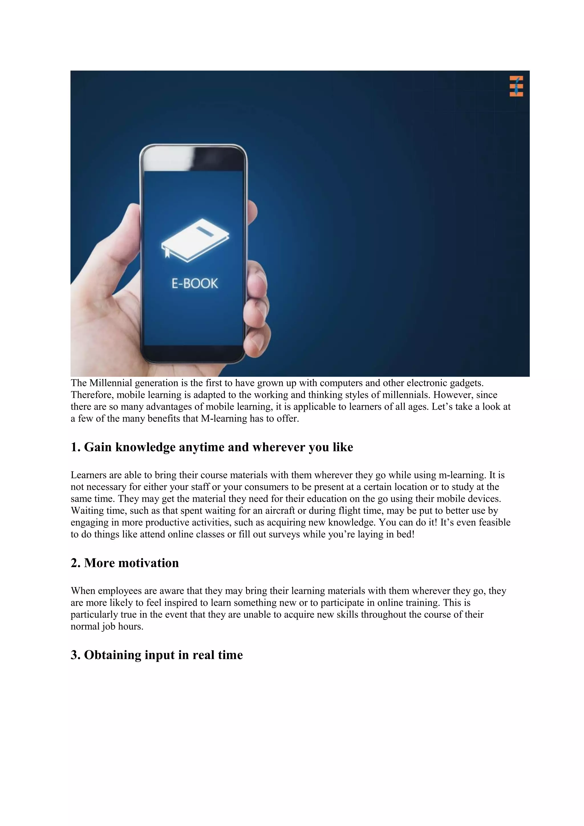 4 Important Advantages of mobile learning | Future Education Magazine | PDF