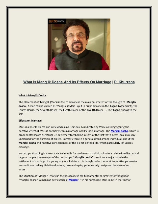 What Is Manglik Dosha And Its Effects On Marriage P Khurrana