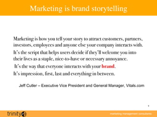 marketing management consultants
9
Marketing is brand storytelling
Marketing is how you tell your story to attract custome...