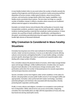 Faitality Examples Comprehensive Guide to Mass Fatality Cremation in Disaster Response | DOCX