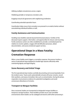 Fatality Management Unit Comprehensive Guide to Mass Fatality Cremation in Disaster Response | DOCX