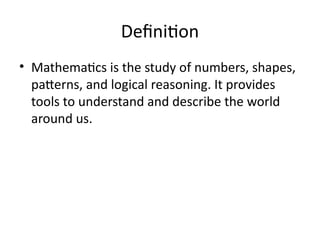what_is_mathematics. A complete introduction | PPTX