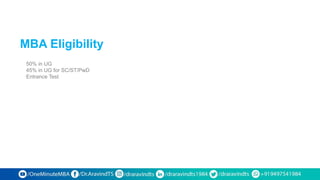 MBA Eligibility
50% in UG
45% in UG for SC/ST/PwD
Entrance Test
 