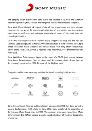 Sony music entertainment inc record labels
