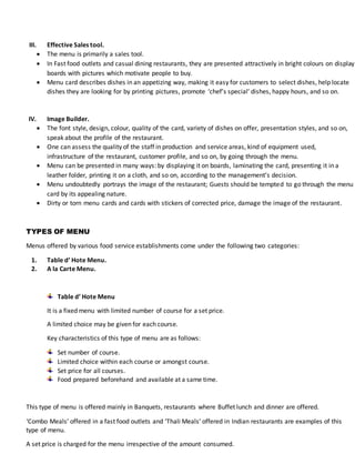 What is menu | DOCX | Food Industry | Industries