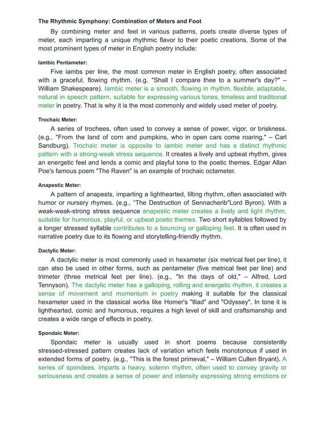 Meter In Poetry Pdf