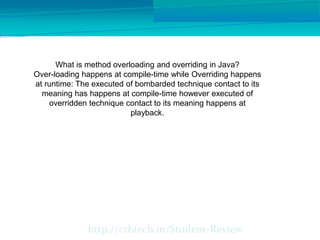 What is method overloading and overriding in java? | PPT