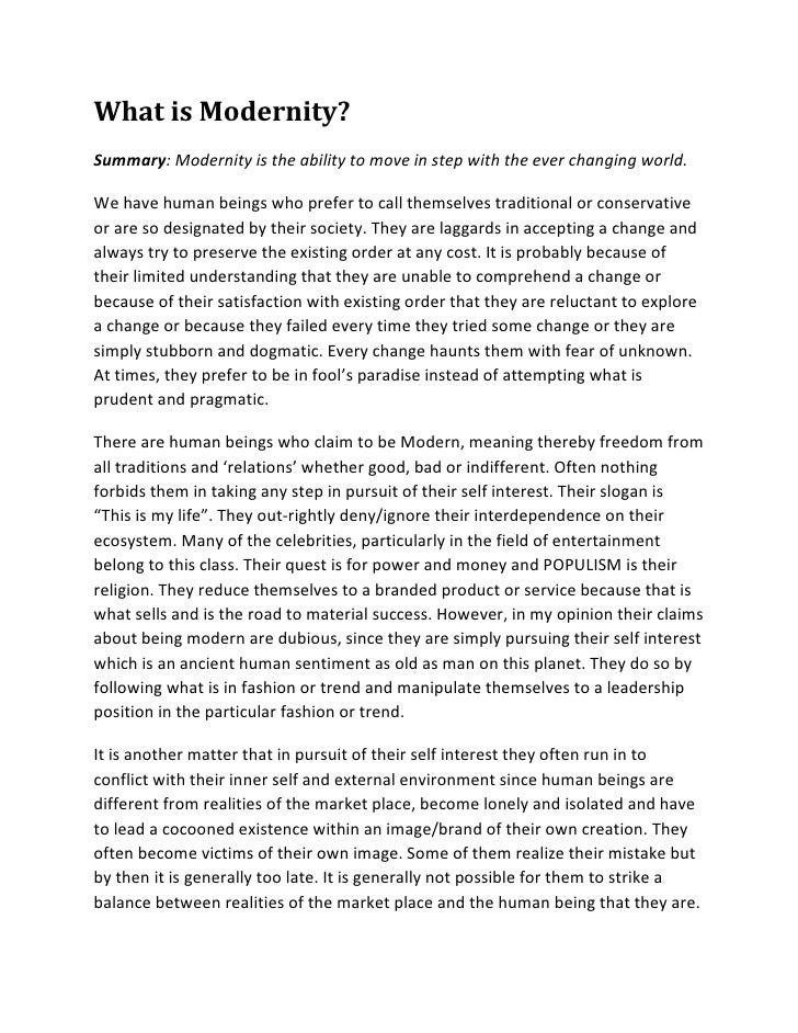 What is it to be Modern?