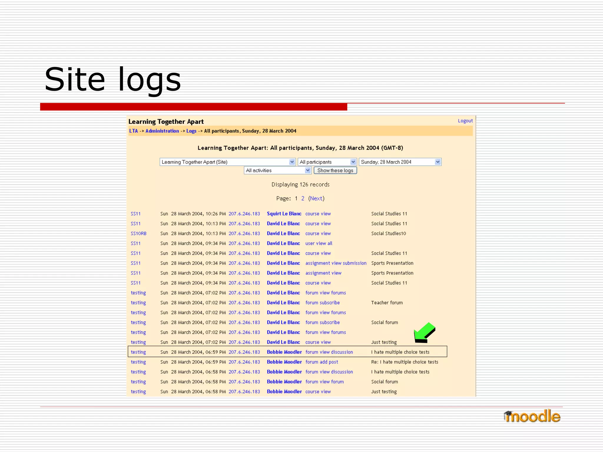 Site logs 