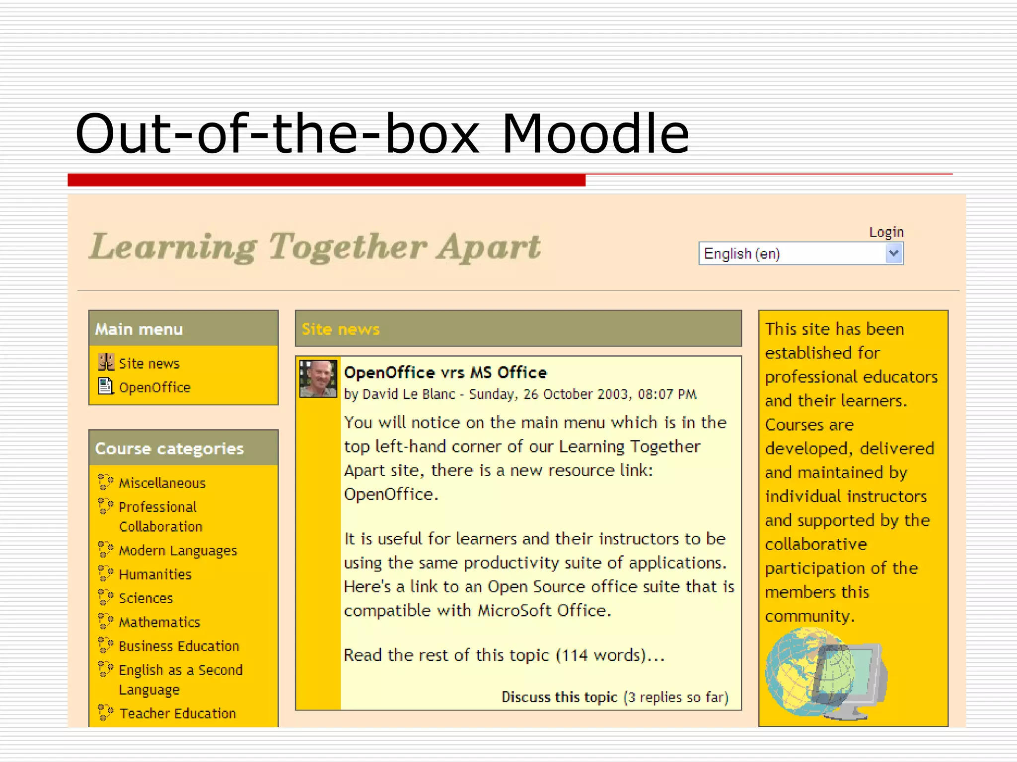Out-of-the-box Moodle 
