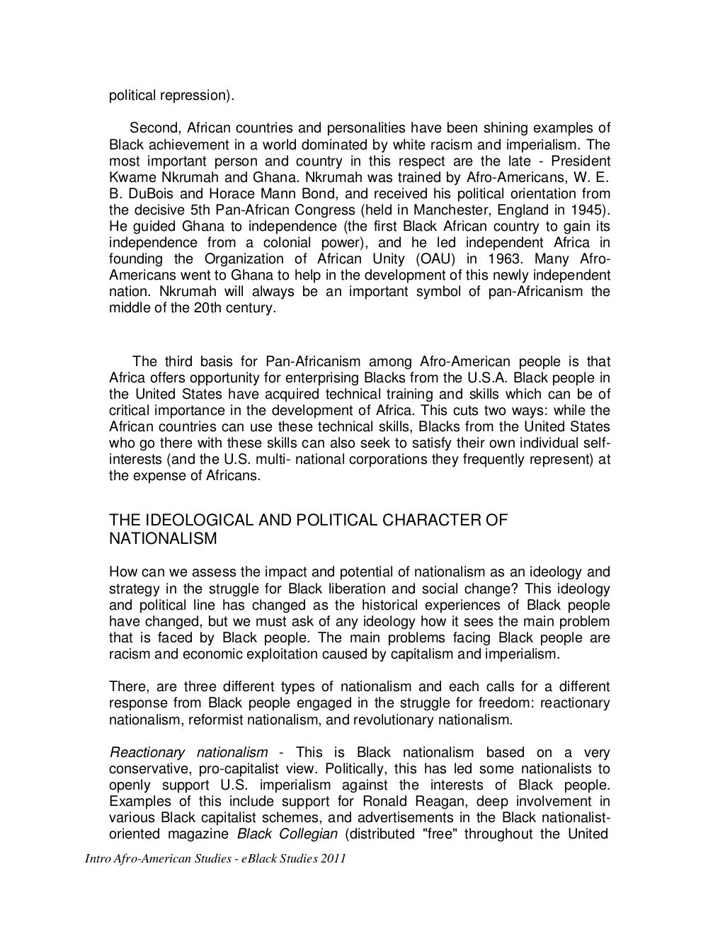 What is Nationalism vs Panafricanism Compare the Similarities and