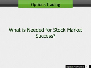 What is Needed for Stock Market
Success?
1
Options Trading
 