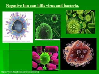 Negative Ion can kills virus and bacteria.




https://www.facebook.com/winaliteprod
 