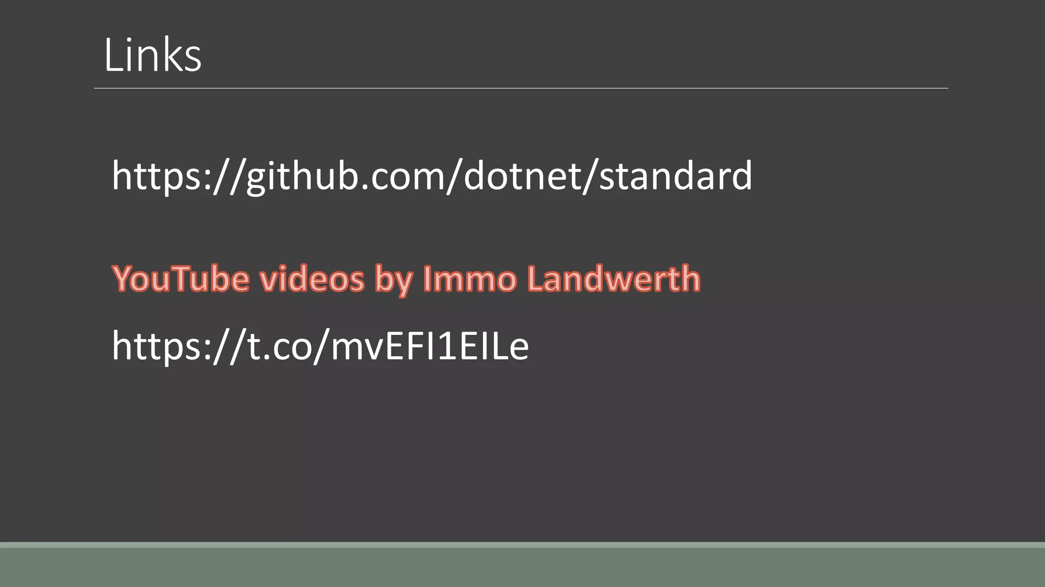 https://t.co/mvEFI1EILe
Links
https://github.com/dotnet/standard
 