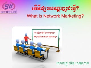 etITIpSarbNþajCaGIV?
What is Network Marketing?
លោកររូ យ៉ន លេងហាន
 